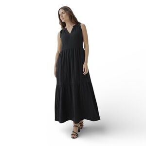 Pact Organic Cotton Women's Ruffled Maxi Dress minimalist scandi girl